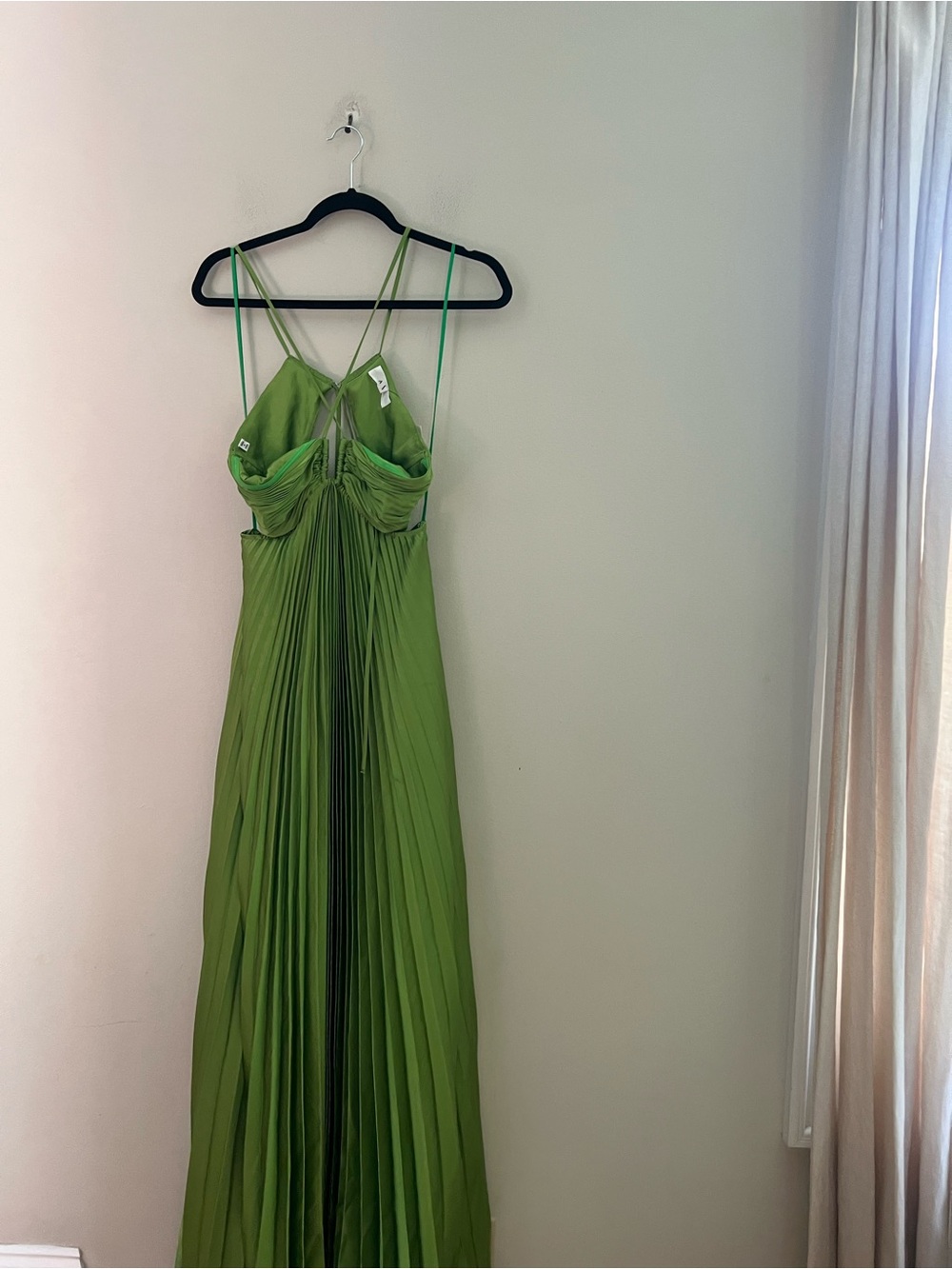 A.L.C. Strapless Pleated Maxi Dress in Lime Green - Picture 10 of 15